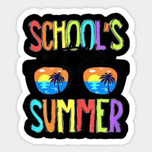 Cute Retro Last Day Of School Schools Out For Summer Teacher Sticker